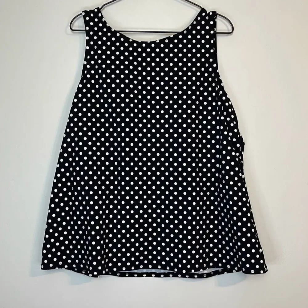 Lands End High Neck Polka Dot Tankini Top 24W